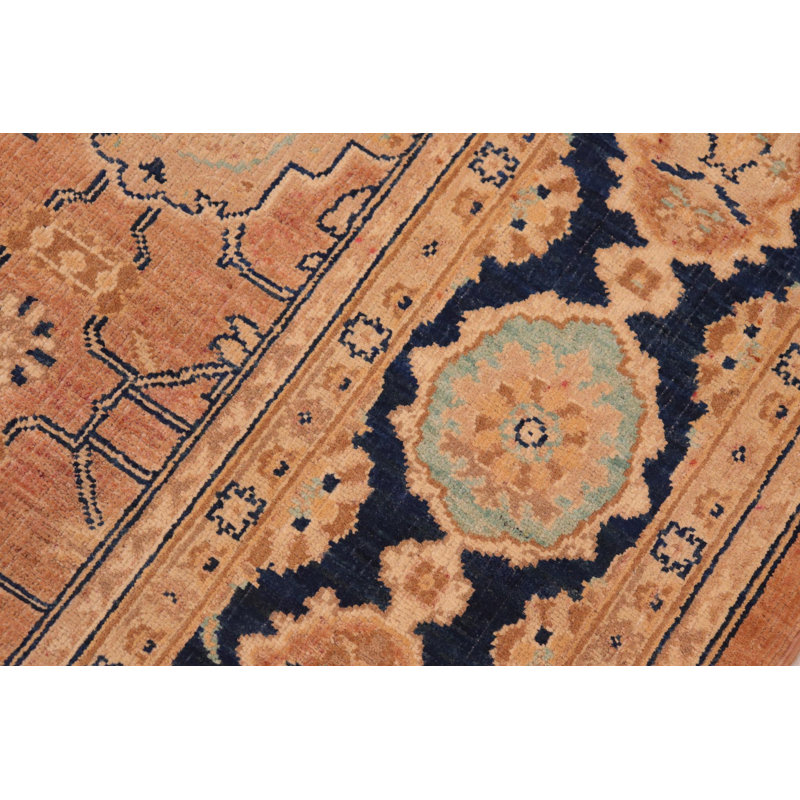 Tapis oriental rose en laine noué à la main 6 pi x 9 pi 3 po Baccio