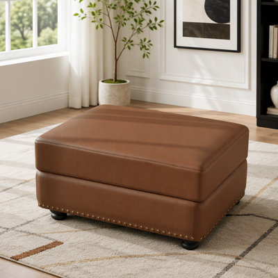 Faux Leather Ottoman