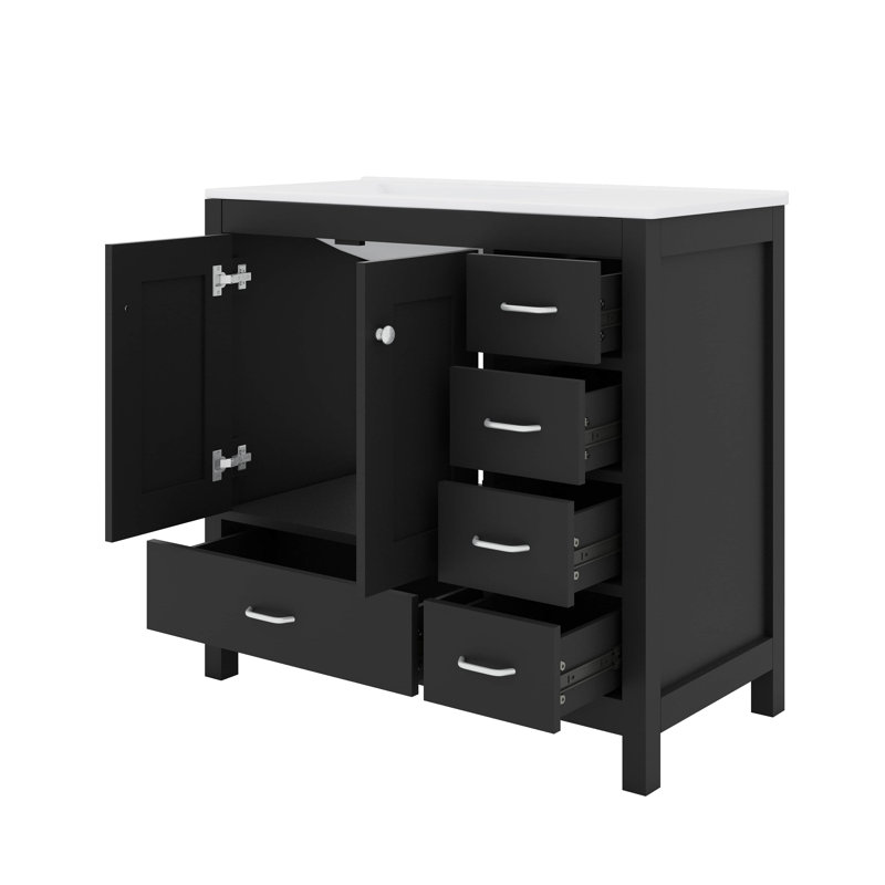 Meuble-lavabo 36 po avec 5 tiroirs 36 po, Noir