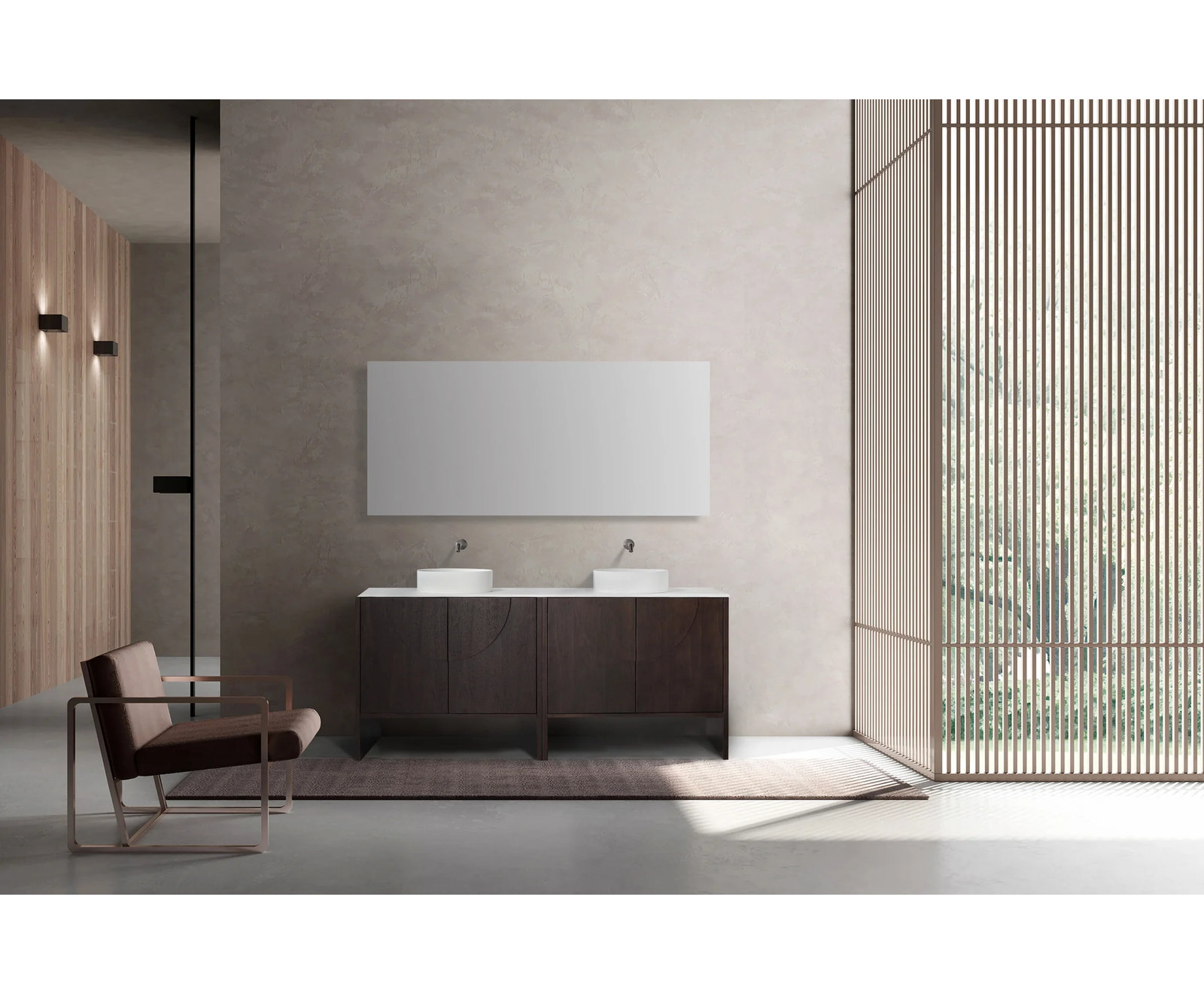Arno 72" Cedar Double Bathroom Vanity, Dark Walnut