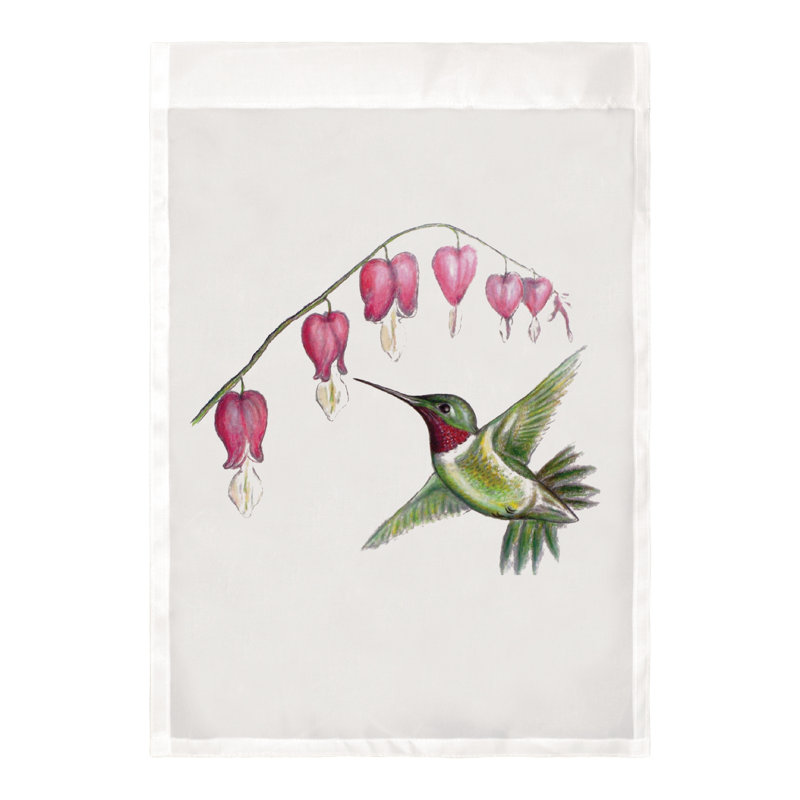 Drapeau de jardin en polyester 1 face Hummingbird, H 18 po x l 12,5 po