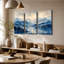 Impression sur toile tendue à 3 panneaux, art de montagne bleu-1216298622