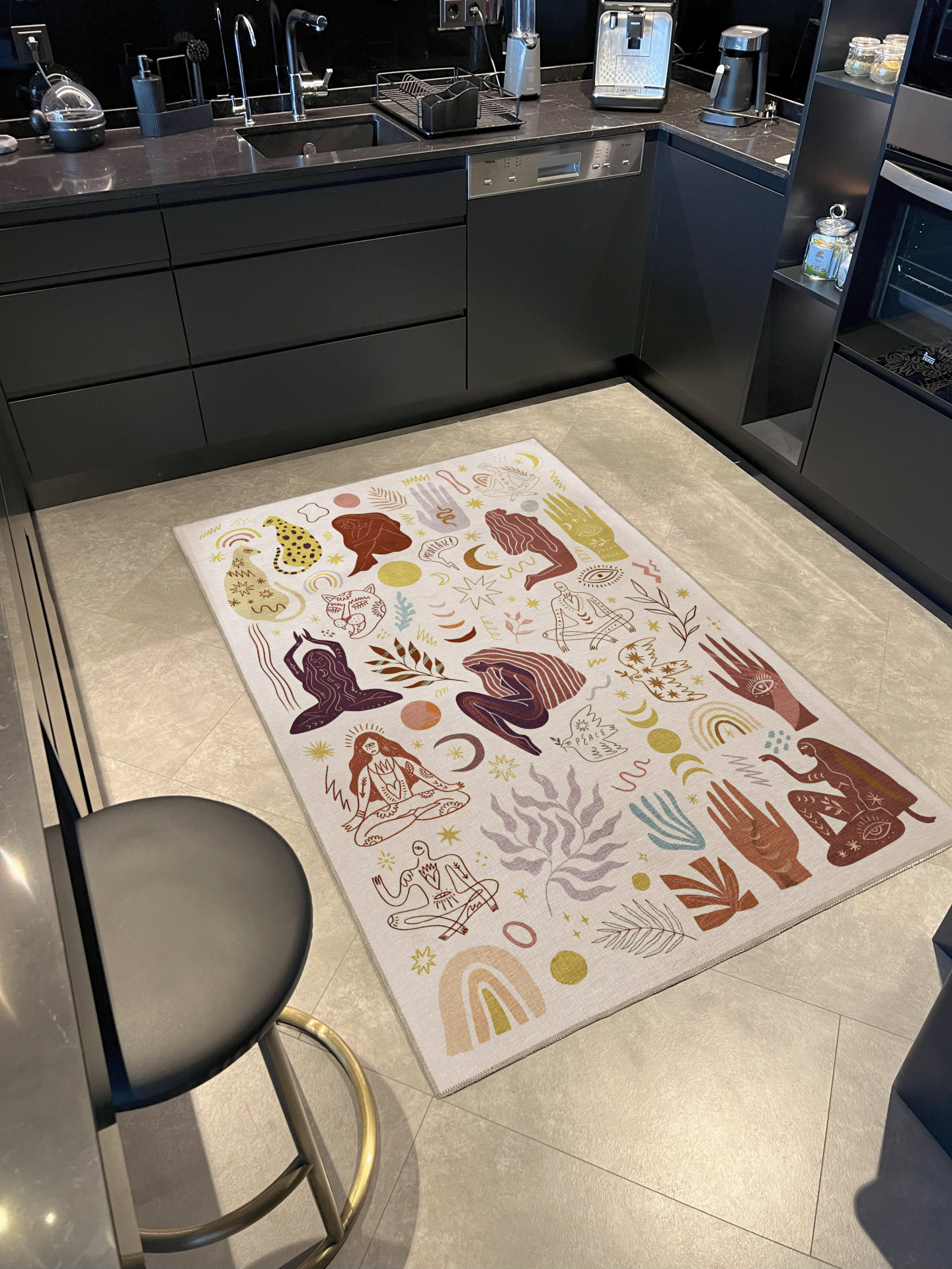 Humor Human Skin Rug Hokku Designs Multi-Coloured Ethnic Human and Nature Patterned Modern ...