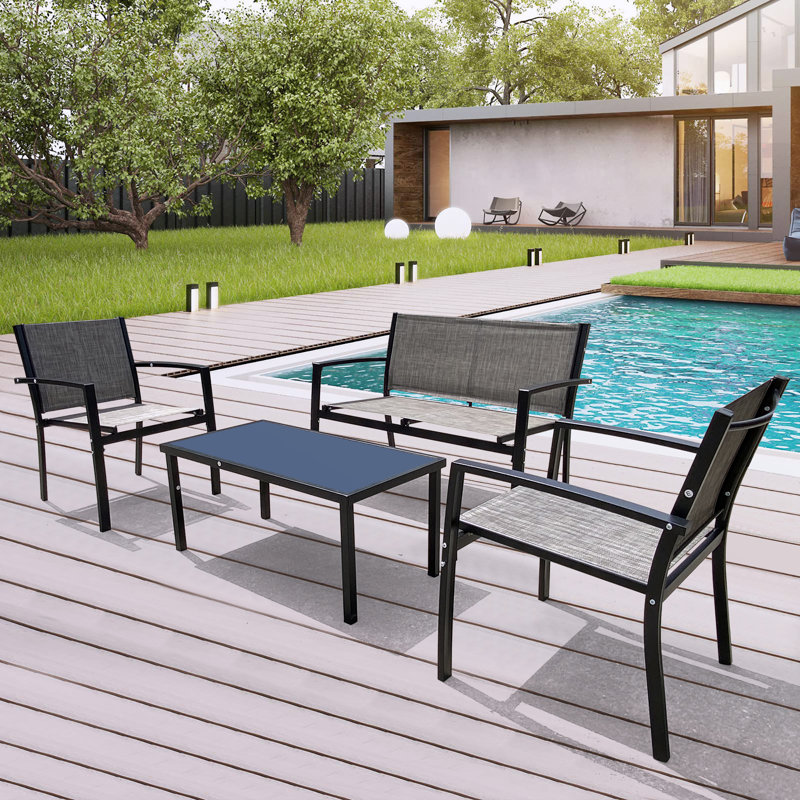 Yeraldy - Person Patio Conversation Set, Black