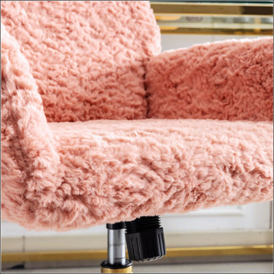 Chaise de bureau, chaise de bureau artificielle avec base en métal doré, chaise de bureau pivotante réglable