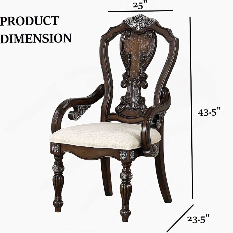 Chaise de salle à manger avec accoudoirs ornés de corbeaux 2 pièces Traditional Style