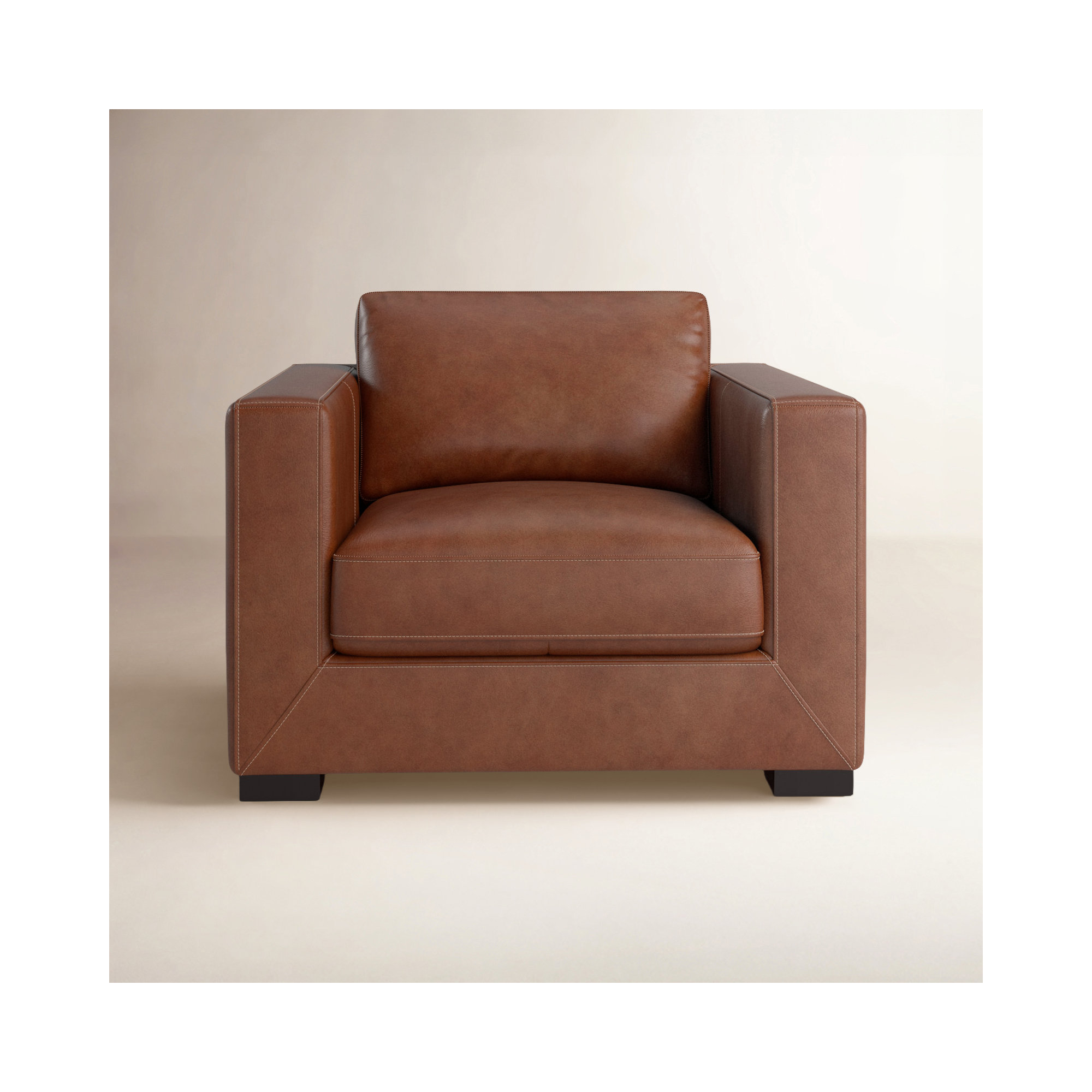 Winsor Top Grain Genuine Leather Armchair, Vintage Brown Top Grain Genuine Leather