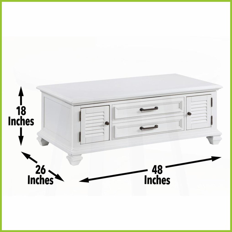 Table basse à plateau relevable avec rangement caché Charlestown - placage durable et amp; Fabrication en bois massif