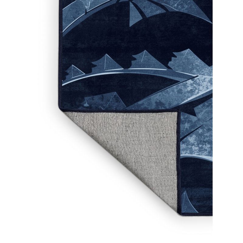 Tapis bleu moderne et contemporain lavable à la machine Dragon Chaplin, 3x5