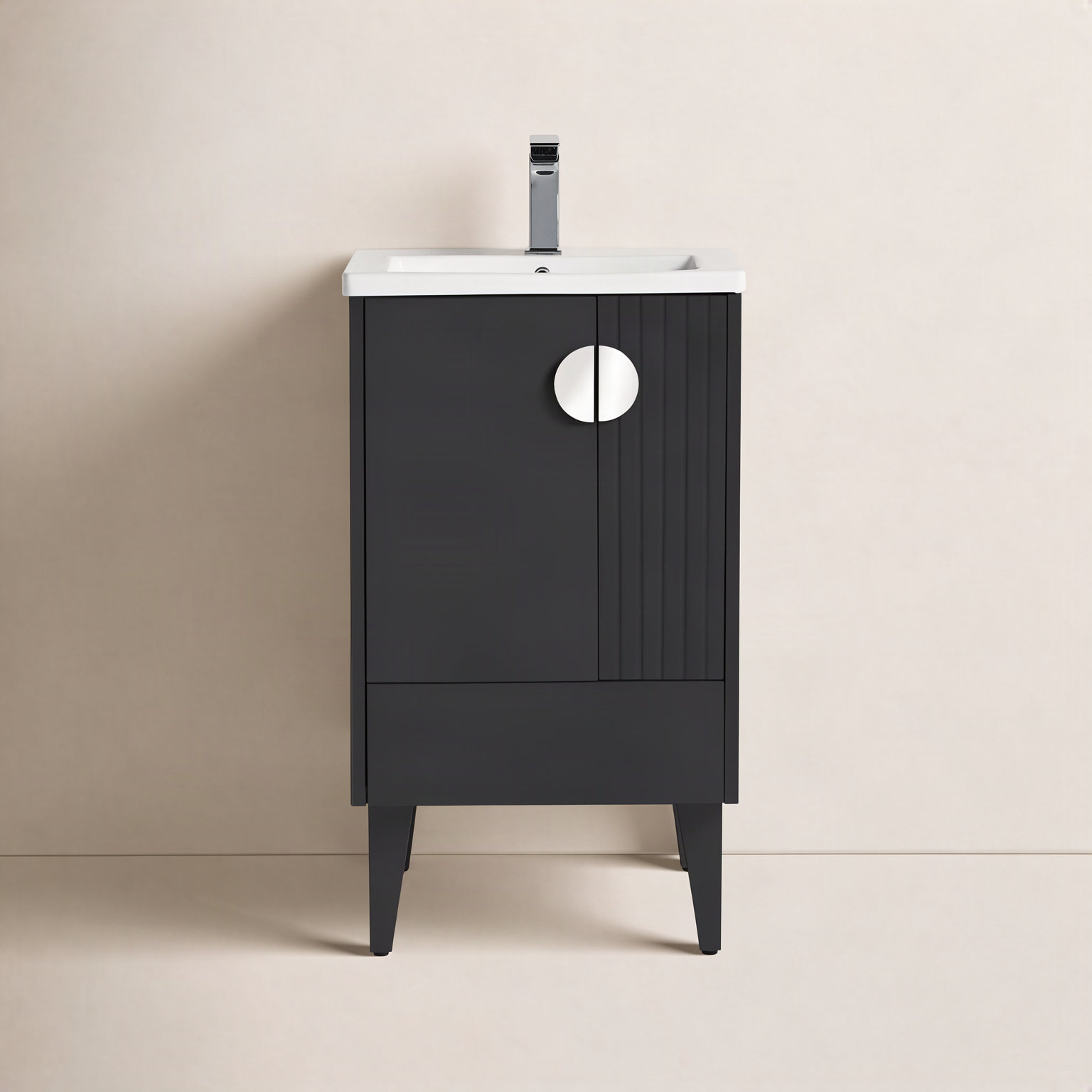 Saimah 20'' Single Bathroom Vanity, Black, Polished Chrome