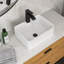 Lavabo de salle de bain vasque rectangulaire en céramique blanche 16 "x 12" avec robinet noir et drain noir