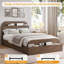 Base de lit en bois avec tête de lit avec rangement - Lit plateforme pour petit avec pied surélevé, lattes en bois robustes (aucun sommier requis), assemblage facile-476713810-476713818