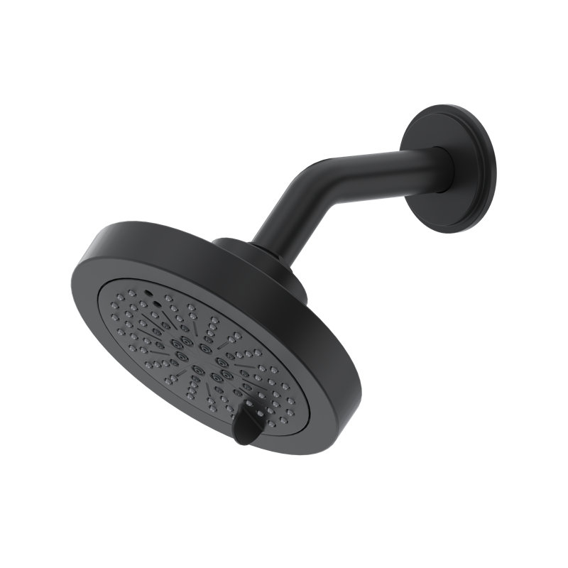 5" 6-Function Showerhead With Arm, Black, 1.5 GPM