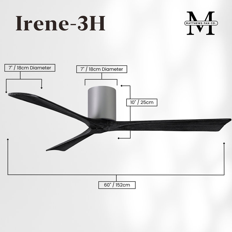 Irene Ceiling Fan, Brushed Nickel, 60", Matte Black