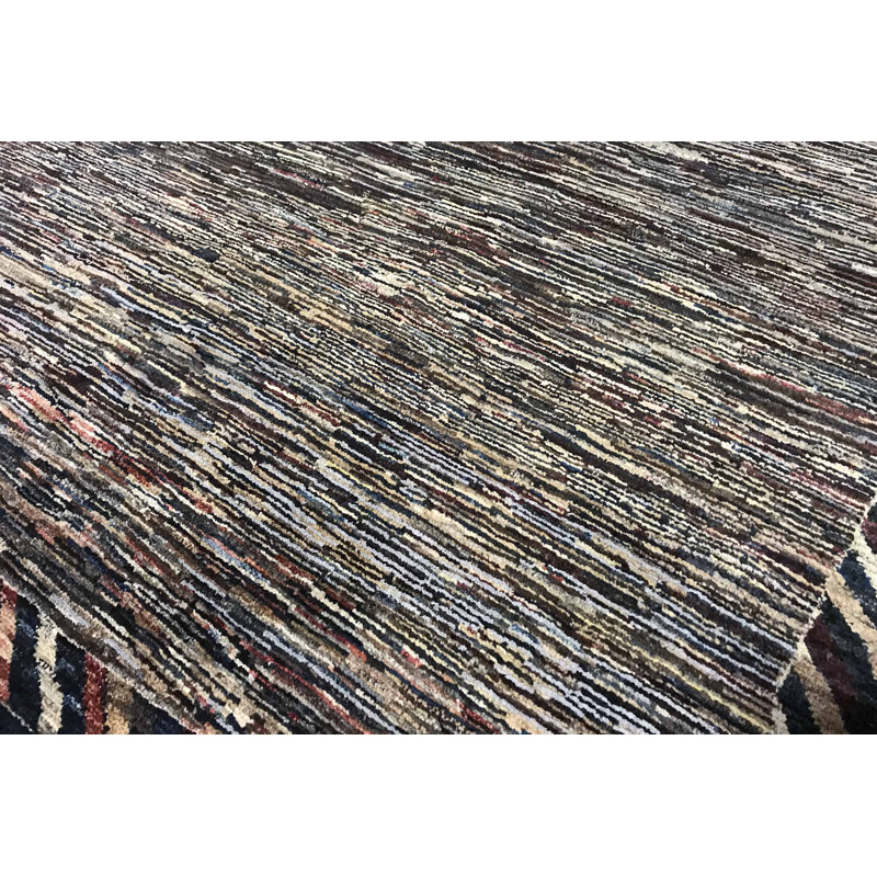 Tapis brun et bleu de haute qualité noué à la main