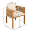 Ensemble repas d'extérieur 7 pièces avec table en bois d'acacia brun et 6 chaises à dossier en corde, coussins beiges inclus