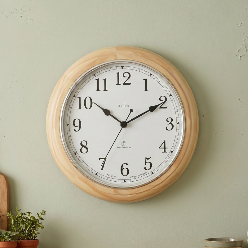 Acctim Radio Controlled Wood Wall Clock 31.5 cm, Light brown