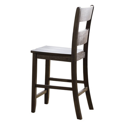 Chaise à hauteur de comptoir en noyer vieilli avec dossier échelle (ensemble de 2)