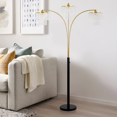 Beckum 84" 3-Lights Novelty Arched Glam Crystal Tree Floor Lamp