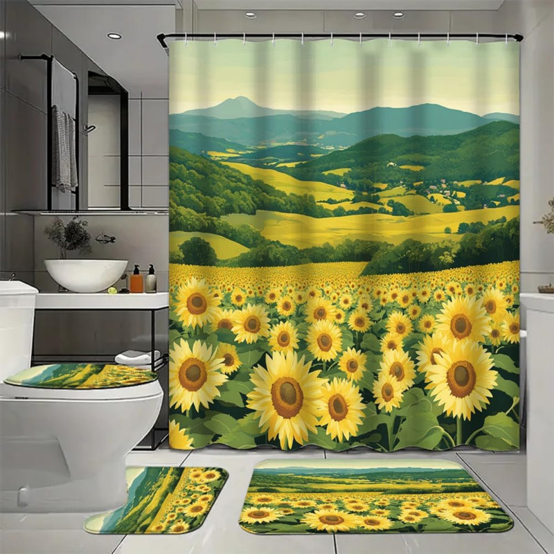 Ensemble de 4 tapis de salle de bain tournesol