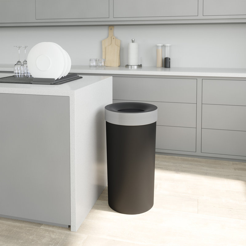 Black Nickel 16.5 Gallon Touchless Plastic Cylinder Trash Can