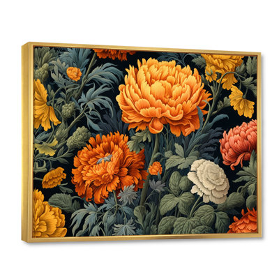 Orange Green Marigold Brilliance II - Floral Canvas Wall Art