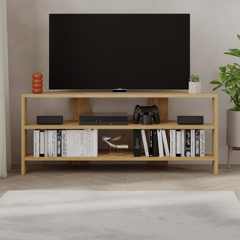 Beene TV Stand for TVs up to 49" Stylish Corner Media Unit, Oak