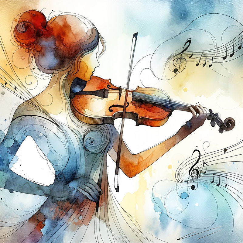 «Melodic Expression Violinist» sur toile, H 12 po x l 12 po x P 1 po