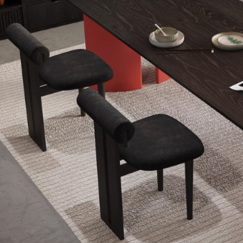 Modern Rectangular Red And Black Dining Table Set, 29.52"H x 55.11"L x 31.49"W, Black