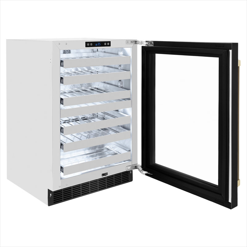 ZLINE Autograph 24" Touchstone Wine Cooler w/ Black Stainless Door & Handle, Black Stainless Steel/Champagne Bronze