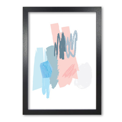 Blue And Pink Abstract Scribbles - Print