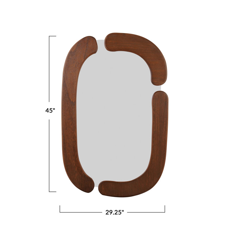 Miroir mural ovale à cadre en bois et segments incurvés divisés