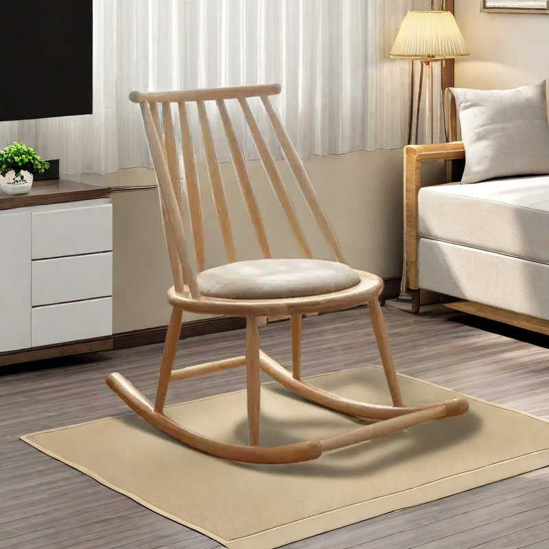 Comfortable and durable rubber wood rocking chair