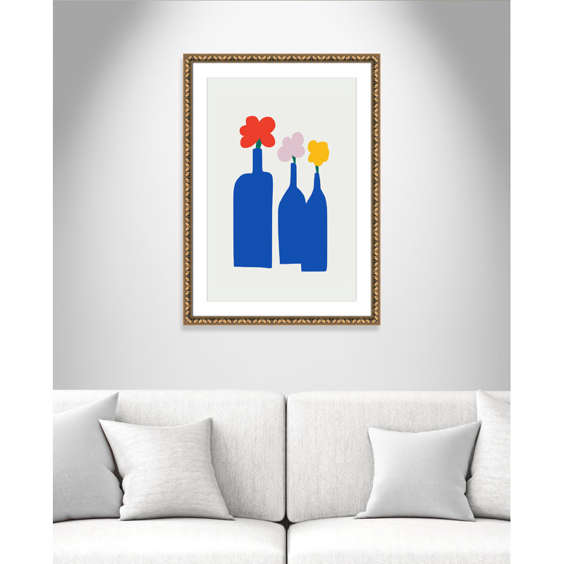 «Bold Blooms Trio Print» par Dean, 26.5'' W x 36.5'' H, Matted Print, Perles de feuilles dorées
