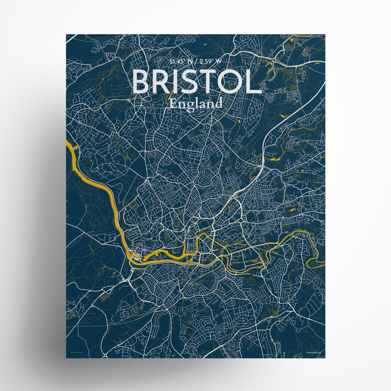Bristol City Map In Amuse - No Frame Print, 20cm H x 16cm W x 0.05cm D