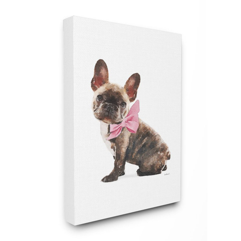 «Puppy Pink Bow Cute Pet Dog» par Amanda Greenwood - reproduction d'art, H 20 po x l 16 po, Toile tendue