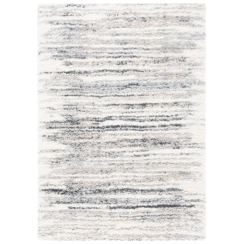 Ackley Ivory/Gray Area Rug, Rectangle 4' x 6'