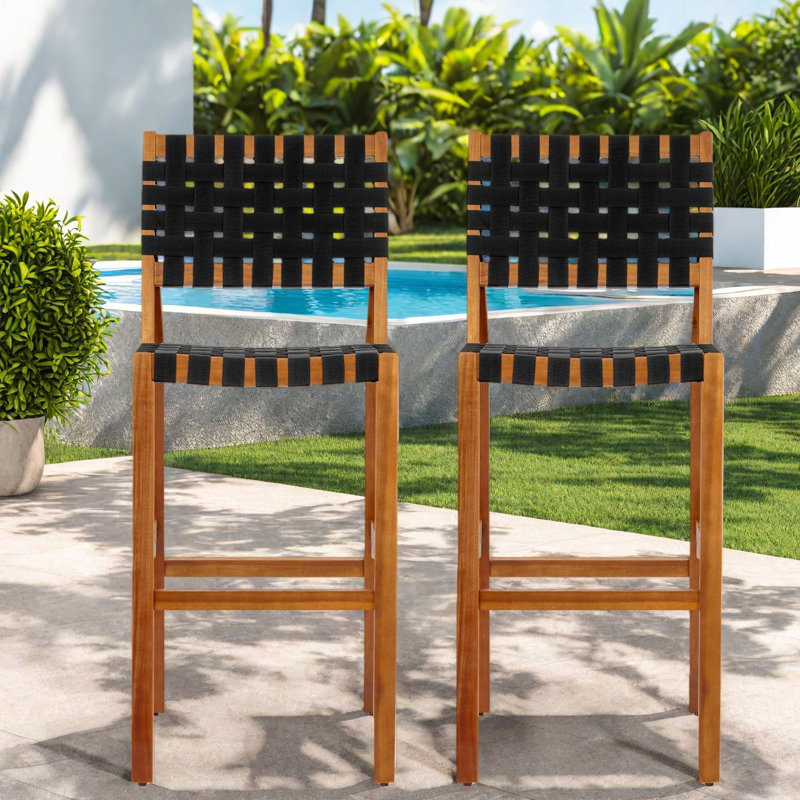 Tabourets modernes de patio, ensemble de corde en bois d'acacia pour la cuisine