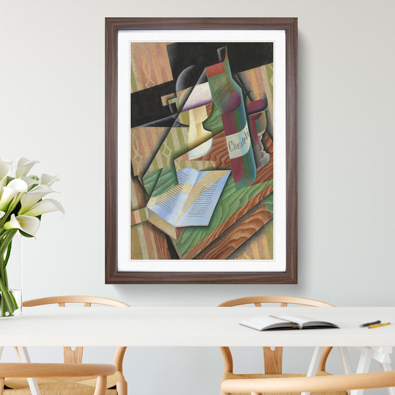 Le Livre by Juan Gris - Picture Frame Painting, Walnut Framed, 36cm H x 27cm W x 2cm D