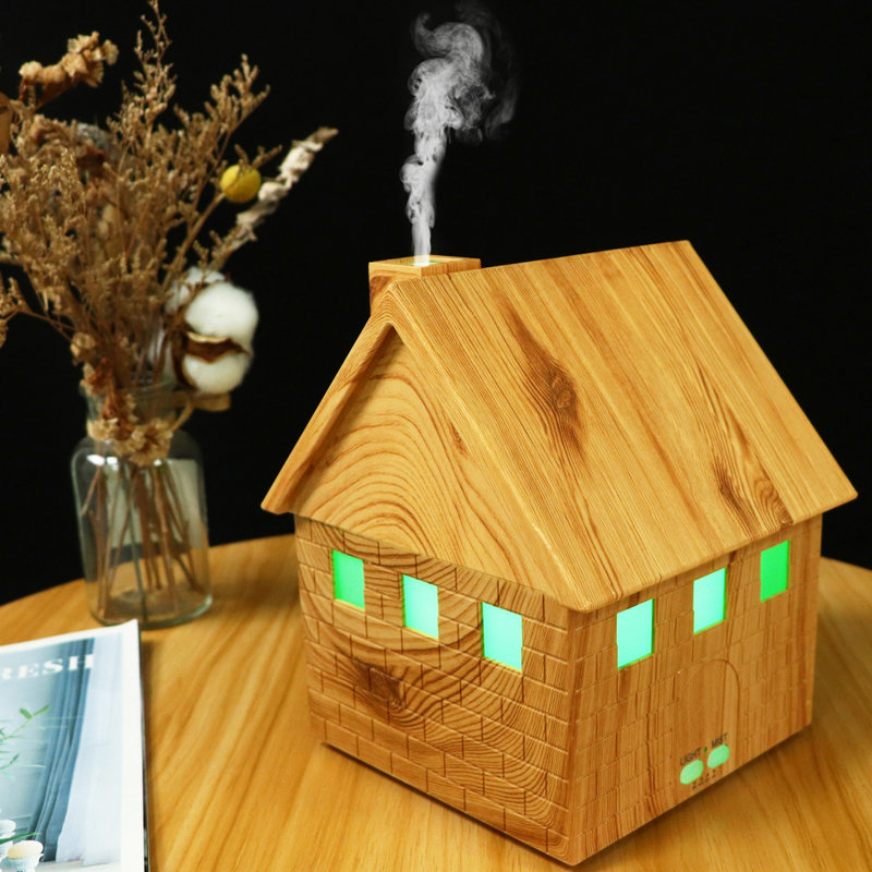 Diffuseur d'arôme d'humidificateur en forme de maison avec lumières à DEL de 7 couleurs USB Mini diffuseur d'huile à grande capacité pour la maison