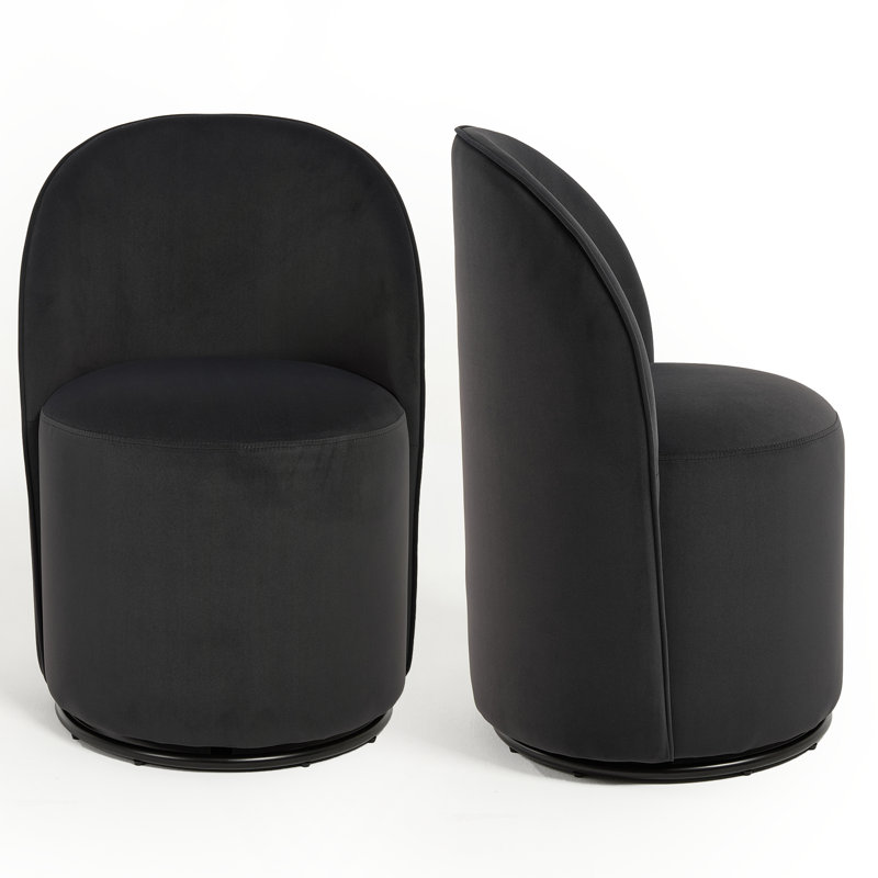 Upholstered Kitchen & Dining Room Barrel Chair, Black
