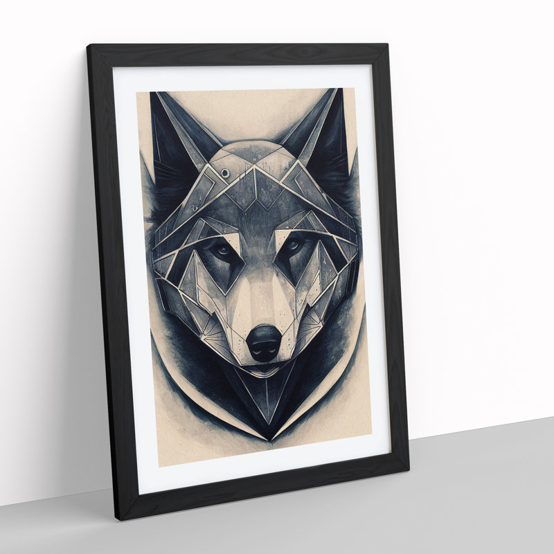 Robo Wolf - Single Picture Frame Print, 46cm H x 34cm W x 2cm D, Black Framed