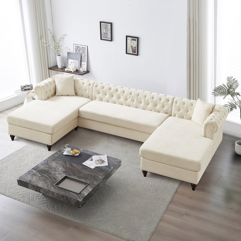 Novalune 3 - Piece Upholstered Chenille Sofa, Beige Chenille