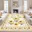 Tapis à motif floral lavable à la machine à envers bas, antidérapant, bordures durables, tapis rétro pour salon, chambre à coucher, salle à manger, beige 9 x 12-130371357-130371359