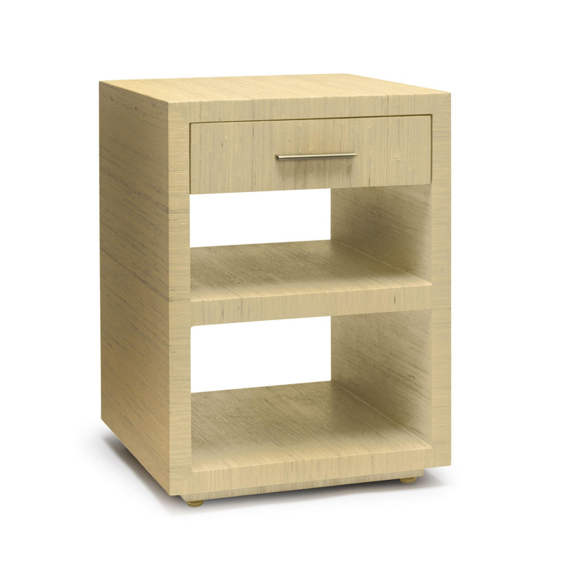 Livia 1 - Drawer Nightstand, Natural/Champagne Silver