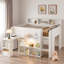 Lit mezzanine avec plusieurs tablettes de rangement, bureau et DEL-1033578214