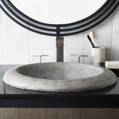 Cuyama NativeStone Concrete Handmade Oval Drop-In Bathroom Sink