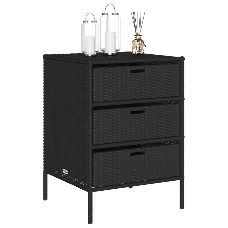 Garden Storage Cabinet 55X59x80 Cm Poly Rattan, Black