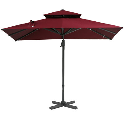 Patio Umbrella, Hanging Cantilever Umbrella, Square Shape, Aluminum Cross Base, Tilt, 360-Degree Rotation