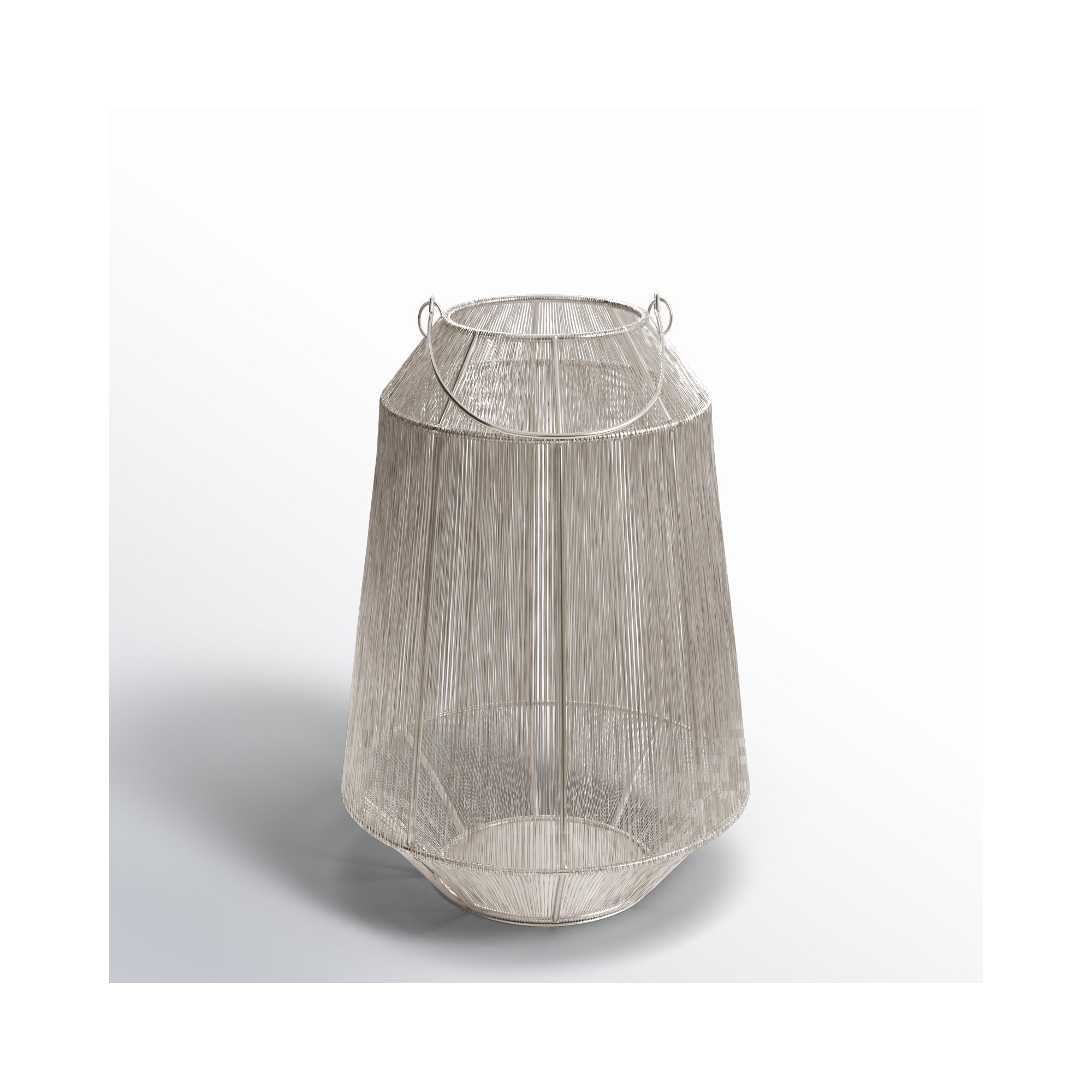 Metal Tabletop Lantern, Silver, 20" H x 14" W x 14" D